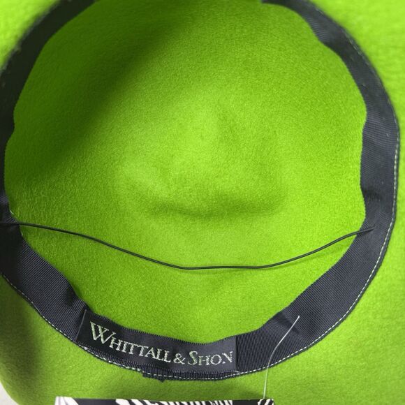 Vintage Whittall & Shon Green Felt Derby Hat Bow NOS NYC Millinery New